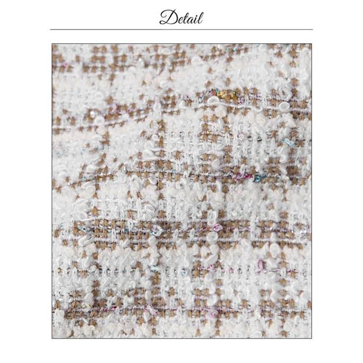 高級感あふれるパールボタンストレッチツイード×シアー袖キャバドレス | Dazzy | 詳細画像23 