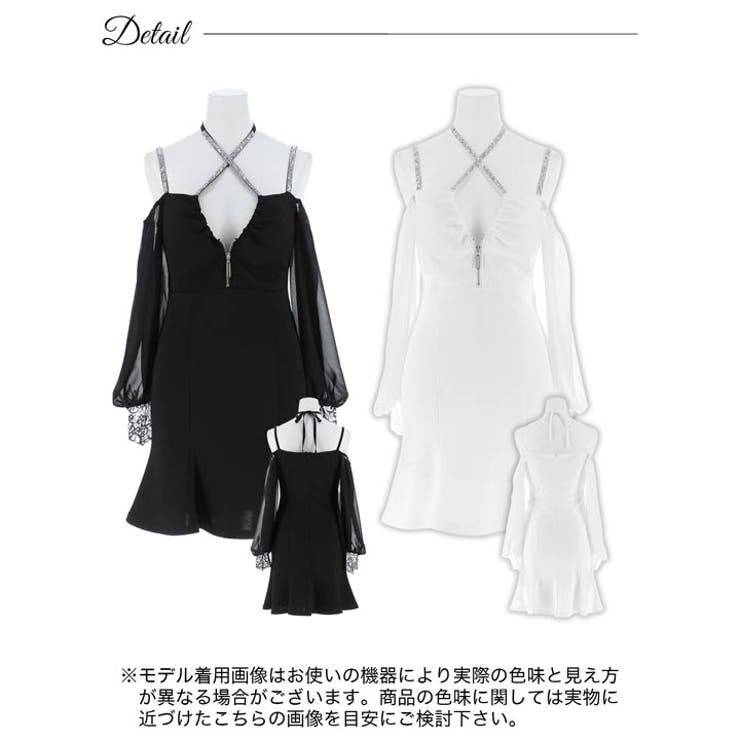 [SML 3サイズ展開] クロスホルタービジュージップオープンショルダーマーメイ… | Dazzy | 詳細画像10 