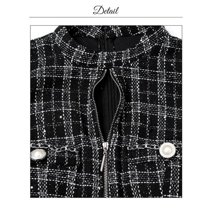 [明日花キララ着用]高級感！人気のチェックツイードに胸元ジップマーメイドミニ丈キ… | Dazzy | 詳細画像21 