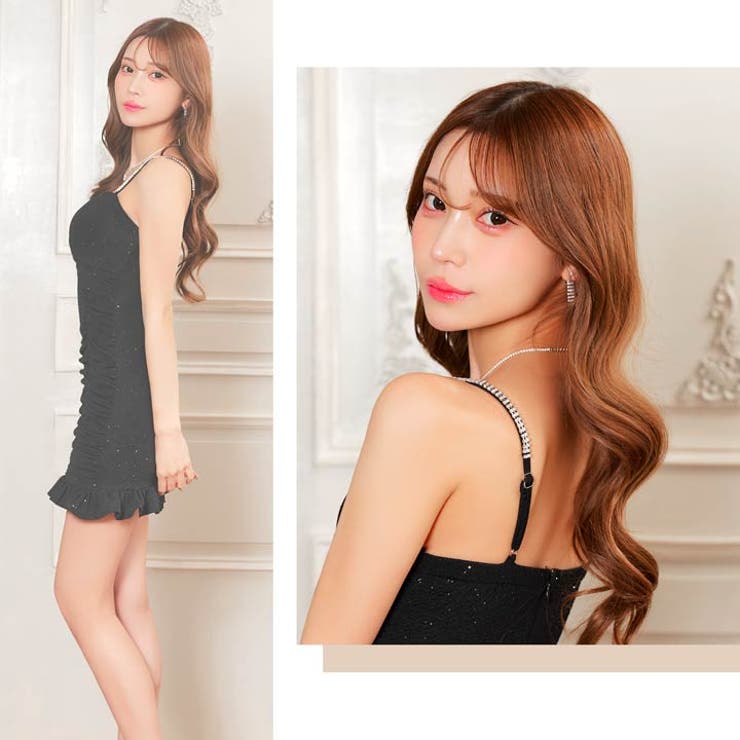 ビジューストーン煌めくギャザーマーメイドタイトキャミミニ丈キャバドレス[SML … | Dazzy | 詳細画像22 