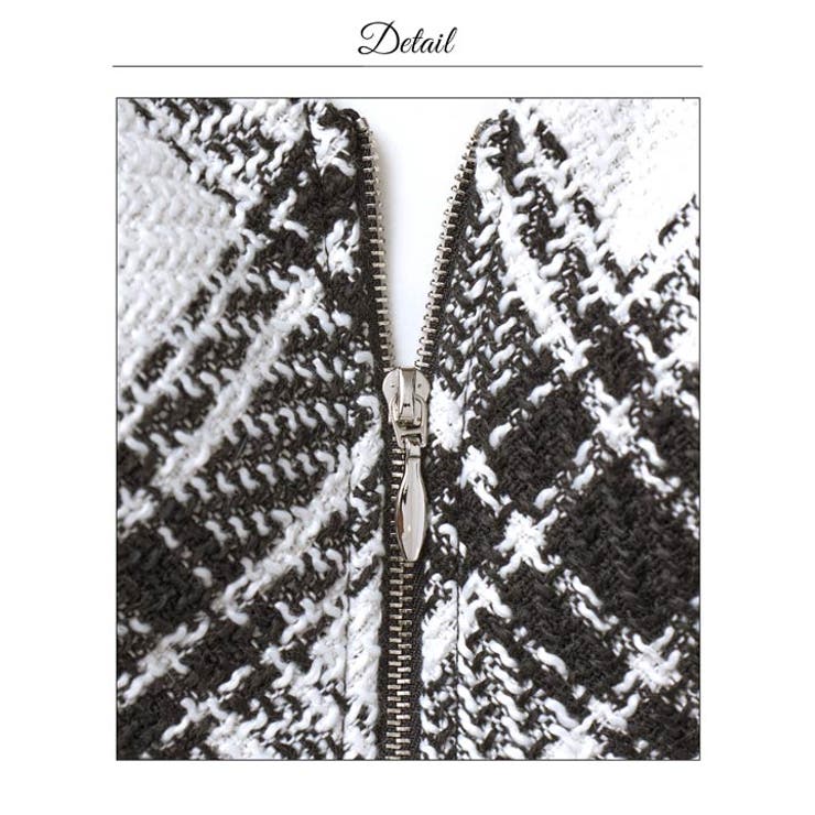 えちえち谷間魅せジップチェック柄ツイードマーメイドミニ丈キャバドレス[SML 3… | Dazzy | 詳細画像20 