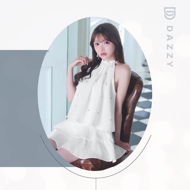 アメスリビジューフレアAラインミニ丈キャバドレス[SML/3サイズ展開] | Dazzy | 詳細画像26 