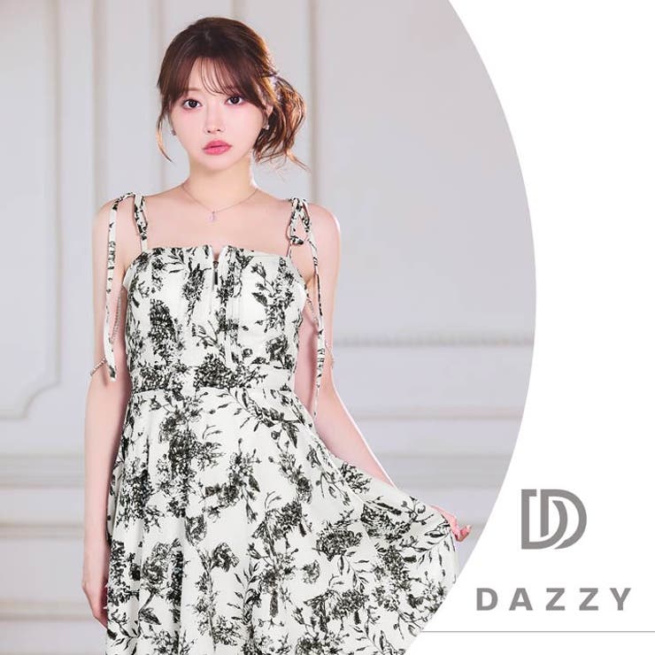 トワルドジュイ柄キャミソール×フロントジップの最旬Aラインロング丈キャバドレス[… | Dazzy | 詳細画像31 