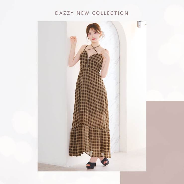 レトロチェック×クロスホルター♪同伴や私服にも着回せるフレアAラインロング丈キャ… | Dazzy | 詳細画像24 