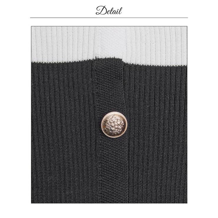 バイカラースクエアポケットモチーフ長袖ニットタイトミニ丈ワンピース | Dazzy | 詳細画像12 