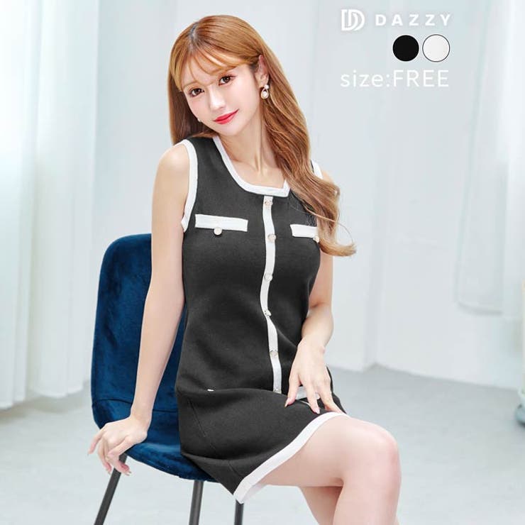 ワンピース ノースリーブ パールボタン | Dazzy | 詳細画像3 