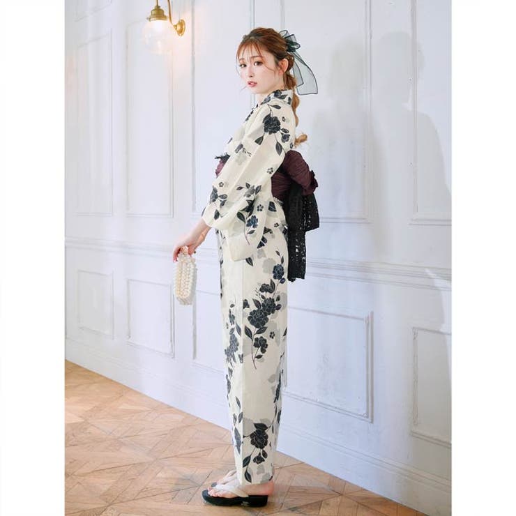 3点SET]モノトーン牡丹柄浴衣【YUKATA by dazzy】[品番