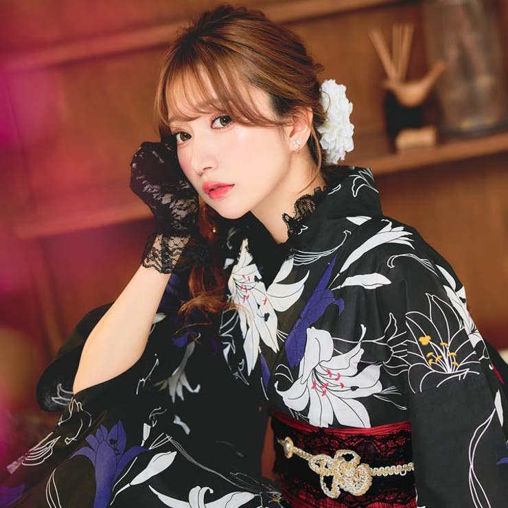 2点SET]パステルブルー万寿菊柄浴衣【2023年再入荷/YUKATA by