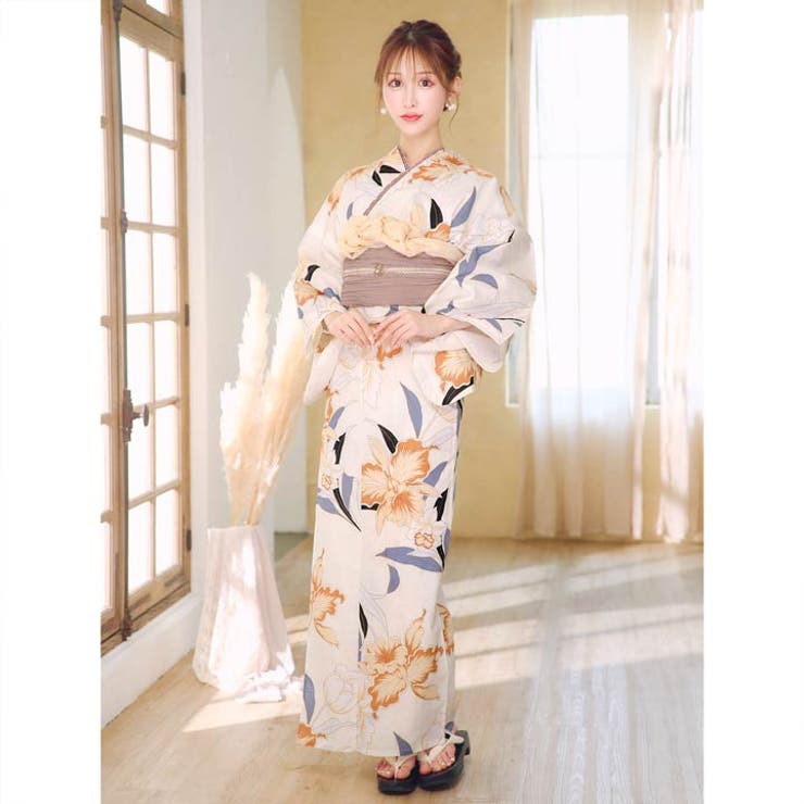 １着でも送料無料 3点SET]淡色水仙柄浴衣【YUKATA by dazzy】[品番：DY000028593 着物・浴衣