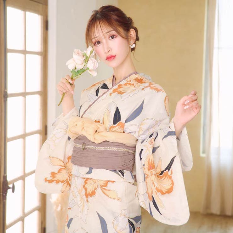 3点SET]淡色水仙柄浴衣【YUKATA by dazzy】[品番：DY000028593