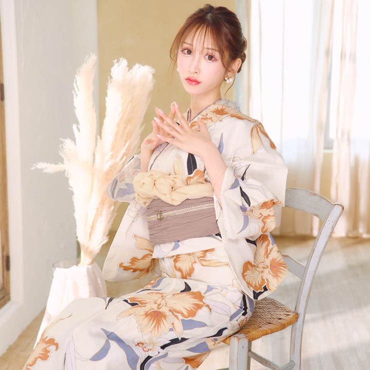 3点SET]淡色水仙柄浴衣【YUKATA by dazzy】[品番：DY000028593