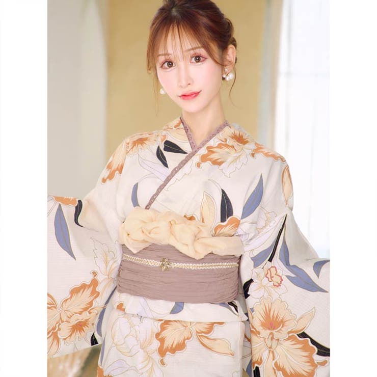 dazzystore 淡色水仙柄浴衣 浴衣・帯セット 3点SET]淡色水仙柄浴衣【YUKATA by dazzy】[品番：DY000028593