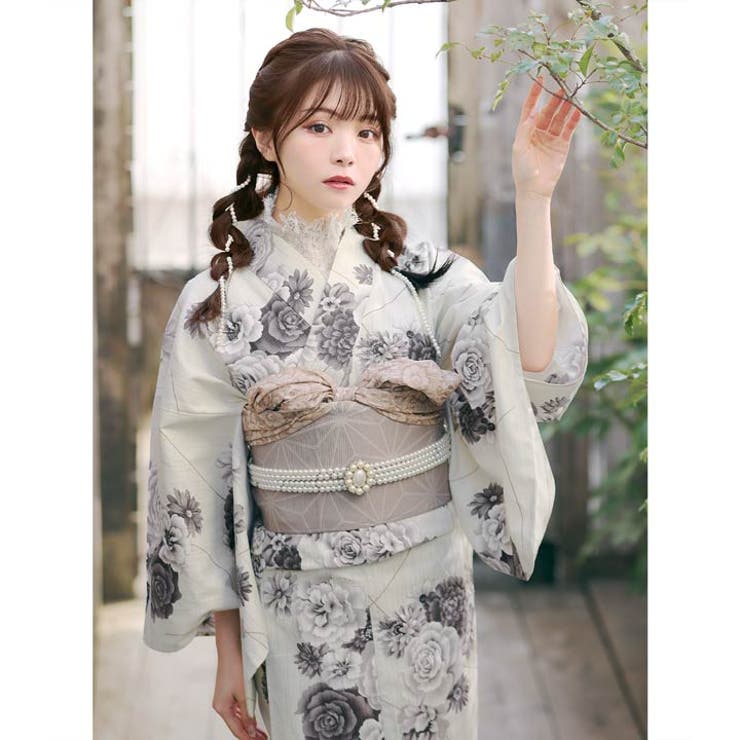 【お年玉セール特価】 3点SET]アンティーク薔薇柄浴衣【YUKATA by dazzy】[品番 着物・浴衣