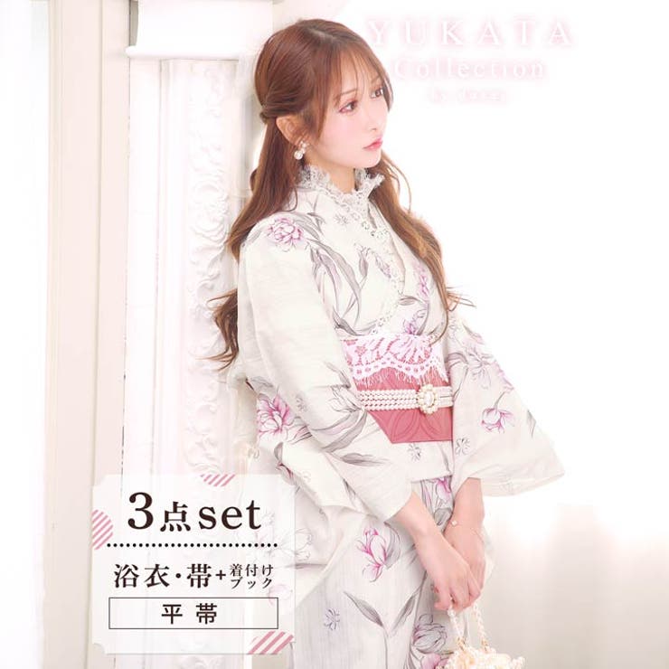 3点SET]フェミニン姫椿柄浴衣【YUKATA by dazzy】[品番