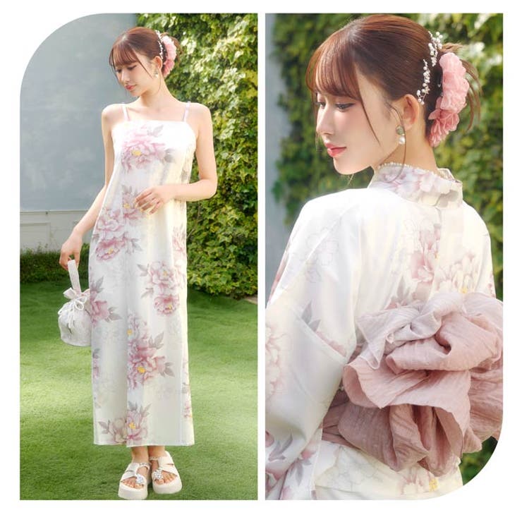 [3点SET][2way] 桃色水彩芍薬柄浴衣【2026年新作 YUKATA | Dazzy | 詳細画像17 