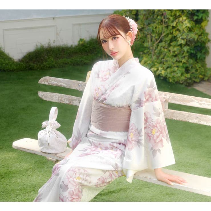 [3点SET][2way] 桃色水彩芍薬柄浴衣【2026年新作 YUKATA | Dazzy | 詳細画像18 