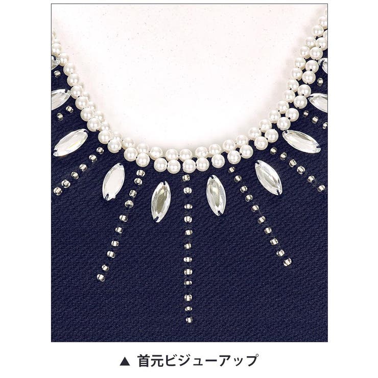 ドレス キャバ ミニ胸元パール＆ビジューベルト付きパフ袖付きタイトミニドレス | Dazzy | 詳細画像7 