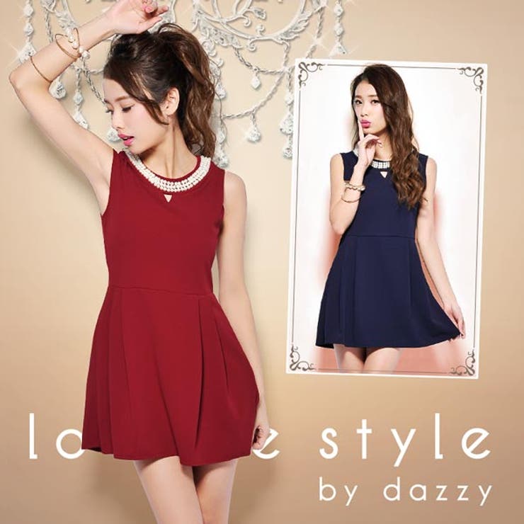 jewels ドレス　パール装飾　ミニドレス ドレス キャバ セクシードレスパールネックレス風モチーフ付きA