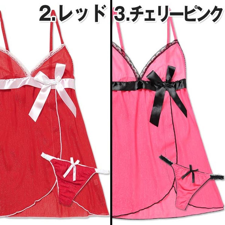 ベビードール ラメシフォン×BIGリボン♪エロかゎSEXYベビードール上下