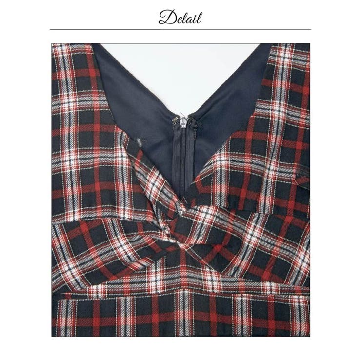 チェック柄ツイストペプラムシアー半袖タイトミニ丈キャバドレス | Dazzy | 詳細画像20 