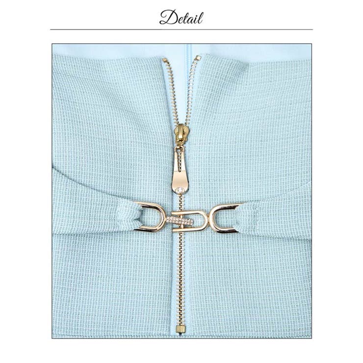 ツイードフロントジップベルトデザイン半袖タイトミニ丈キャバドレス[SML 3サイ… | Dazzy | 詳細画像15 