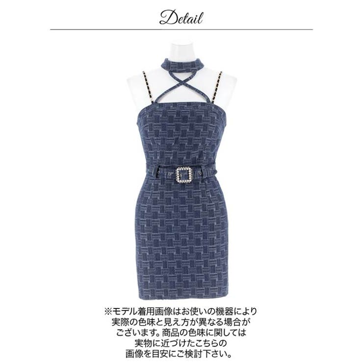 デコルテクロスチェーンキャミベルトモチーフタイトミニ丈キャバドレス | Dazzy | 詳細画像13 