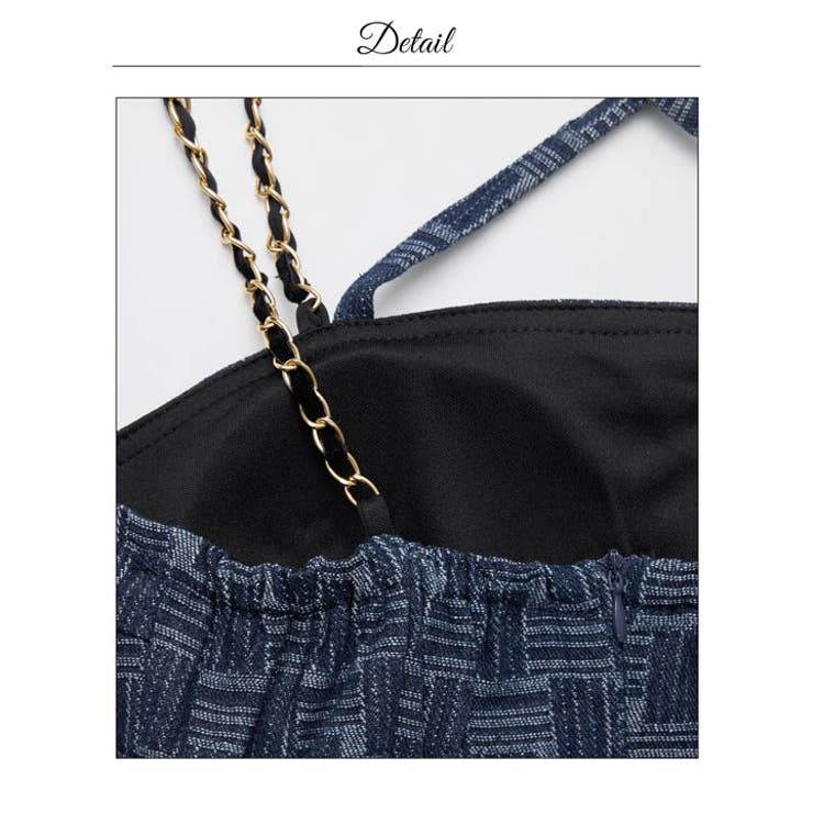 デコルテクロスチェーンキャミベルトモチーフタイトミニ丈キャバドレス | Dazzy | 詳細画像17 