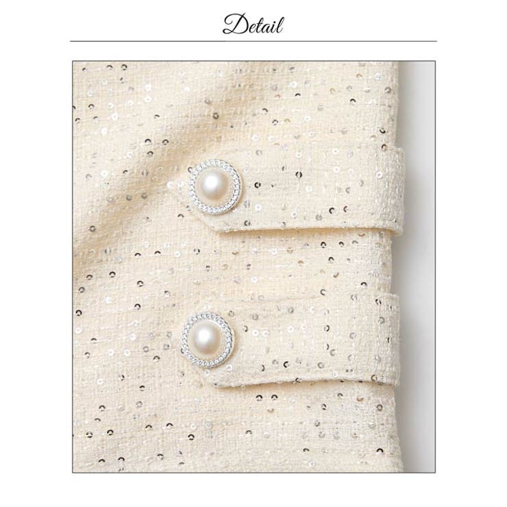 高級感ツイードスパンコール胸元ジップ半袖タイトミニ丈キャバドレス[SML 3サイ… | Dazzy | 詳細画像12 