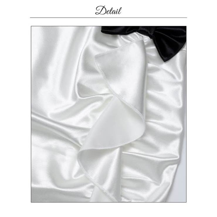 サテンオフショルVネックフリルリボンタイトミニ丈キャバドレス[SML 3サイズ展… | Dazzy | 詳細画像15 