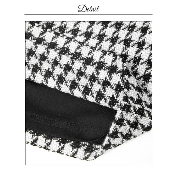 千鳥格子ツイードチェーン胸元ジップ半袖タイトミニ丈キャバドレス[SML 3サイズ… | Dazzy | 詳細画像15 