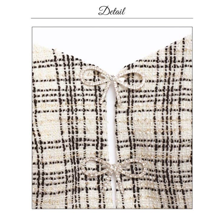 [明日花キララ着用]えちえちリボンのビジュー谷間魅せ×ツイードチェック半袖Aライ… | Dazzy | 詳細画像16 