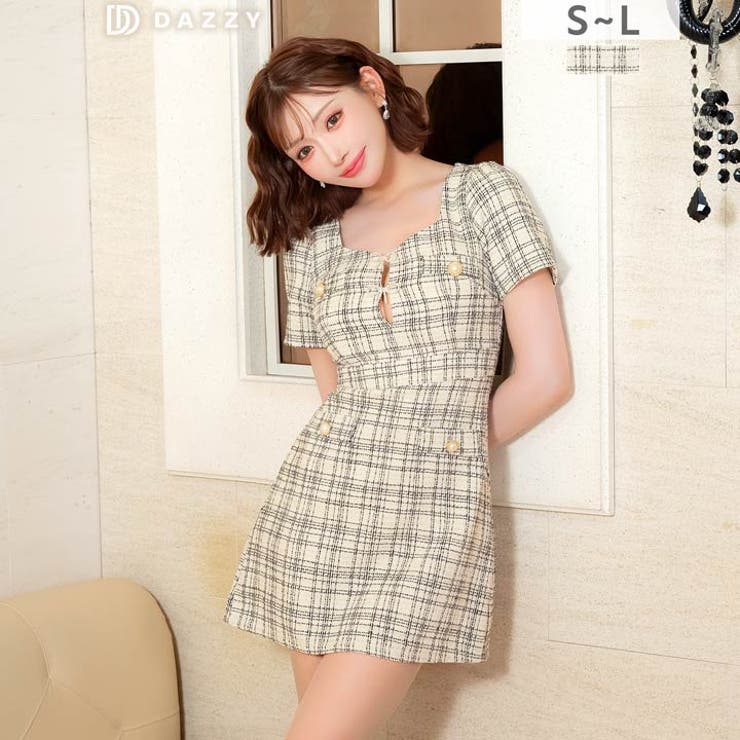 [明日花キララ着用]えちえちリボンのビジュー谷間魅せ×ツイードチェック半袖Aライ… | Dazzy | 詳細画像8 