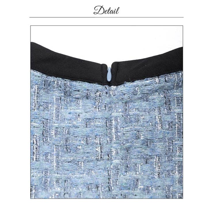 フロントリボンツイードパールボタン半袖Aラインミニ丈キャバドレス[SML 3サイ… | Dazzy | 詳細画像16 