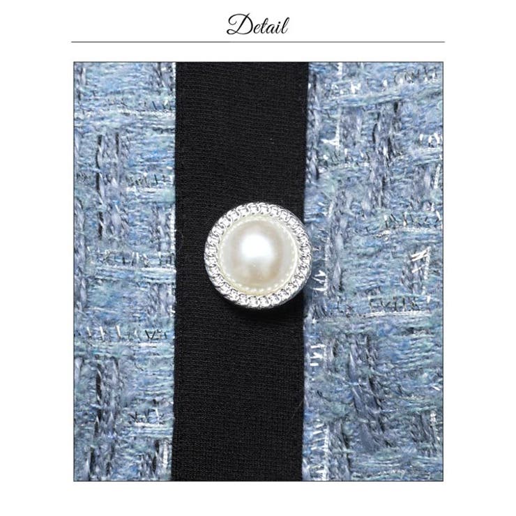 フロントリボンツイードパールボタン半袖Aラインミニ丈キャバドレス[SML 3サイ… | Dazzy | 詳細画像17 