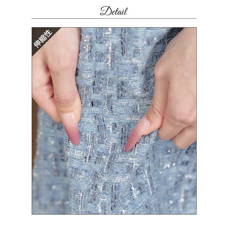 フロントリボンツイードパールボタン半袖Aラインミニ丈キャバドレス[SML 3サイ… | Dazzy | 詳細画像20 