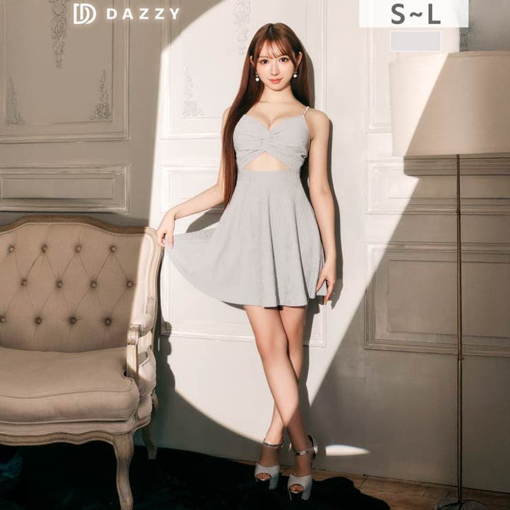 シャーリングツイストカットアウトキャミソールAラインミニ丈キャバドレス | Dazzy | 詳細画像2 