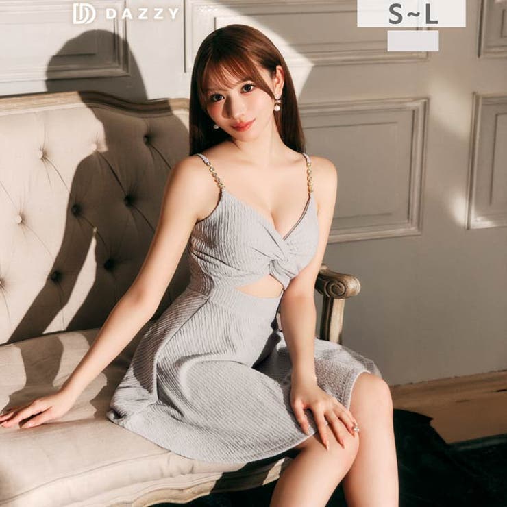 シャーリングツイストカットアウトキャミソールAラインミニ丈キャバドレス | Dazzy | 詳細画像8 