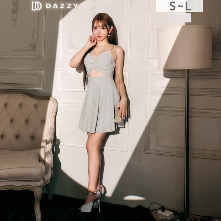 シャーリングツイストカットアウトキャミソールAラインミニ丈キャバドレス | Dazzy | 詳細画像9 