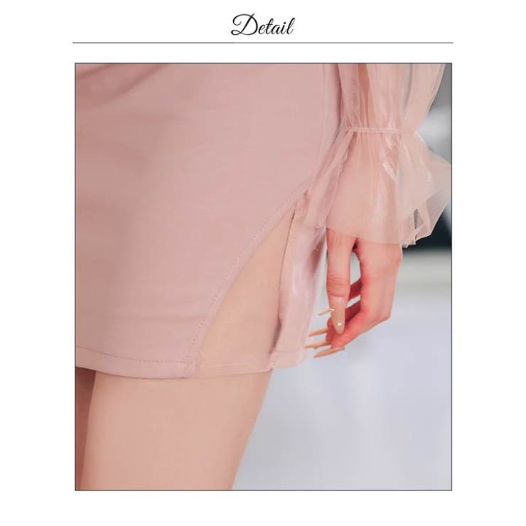 ツイストカットで美谷間強調！透け感長袖ミニ丈キャバドレス | Dazzy | 詳細画像16 