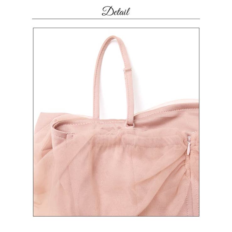 オフショルリボンチュール袖フロントボタンタイトミニ丈キャバドレス[SML 3サイ… | Dazzy | 詳細画像15 