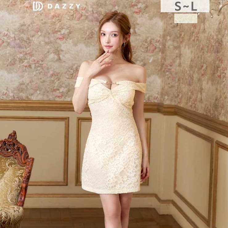 むっちり谷間魅せ上品レースAラインミニ丈キャバドレス[SML/3サイズ展開] | Dazzy | 詳細画像11 