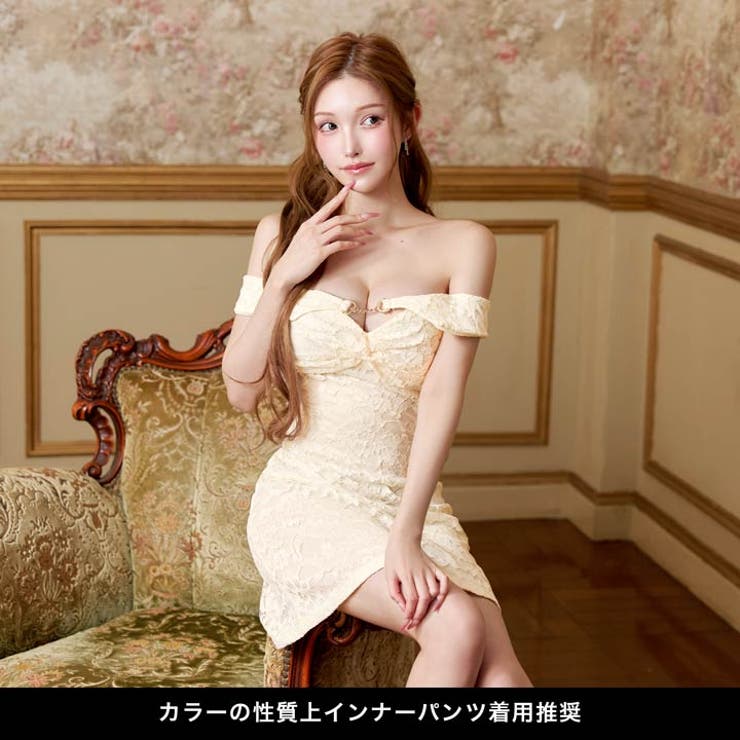 むっちり谷間魅せ上品レースAラインミニ丈キャバドレス[SML/3サイズ展開] | Dazzy | 詳細画像5 