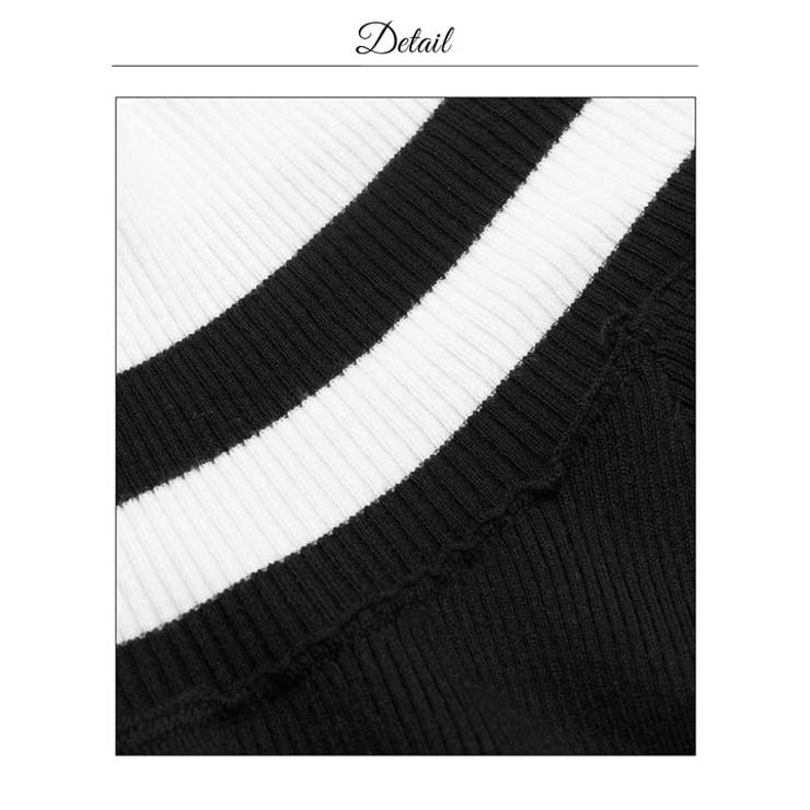 肩見せが色っぽい高級感パールボタンバイカラーリブニットミニ丈ワンピース[カジュア… | Dazzy | 詳細画像14 