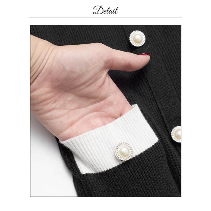 肩見せが色っぽい高級感パールボタンバイカラーリブニットミニ丈ワンピース[カジュア… | Dazzy | 詳細画像16 