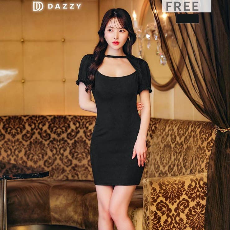 パフスリーブデコルテカットタイトミニワンピース | Dazzy | 詳細画像4 