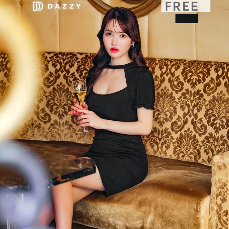 パフスリーブデコルテカットタイトミニワンピース | Dazzy | 詳細画像8 