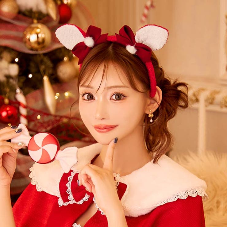 ファーリボンバンビ耳カチューシャ【2025サンタ/コスプレ】 | Dazzy | 詳細画像5 