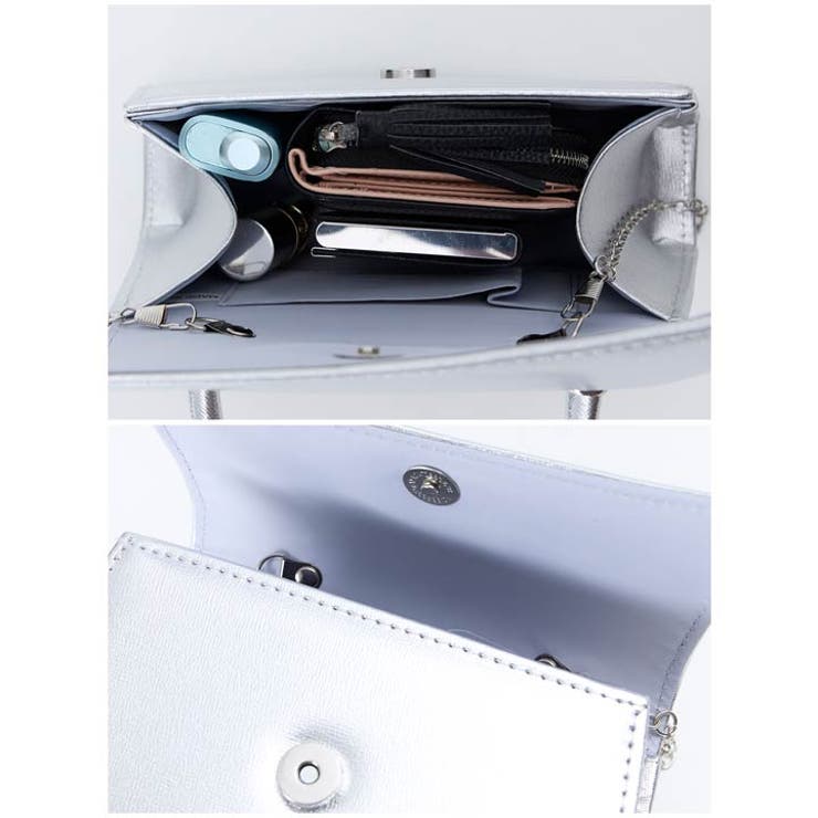 [2way]メタリック スクエア ワンハンドル バッグ | Dazzy | 詳細画像9 