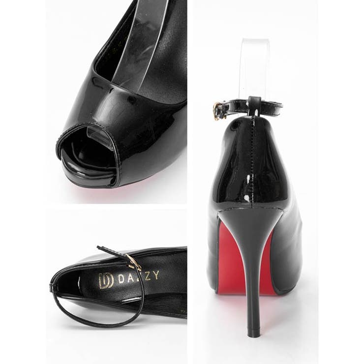 グロッシーラメストラップ付きオープントゥキャバヒールパンプス | Dazzy | 詳細画像4 