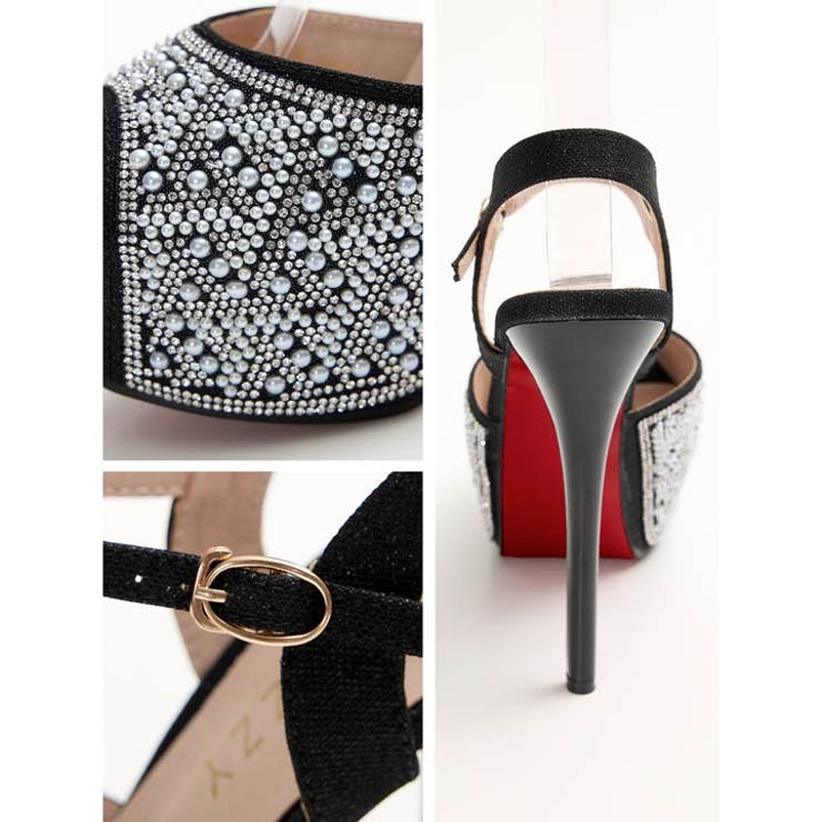 [14cmヒール]パール ストーン ラメストラップ付き | Dazzy | 詳細画像6 